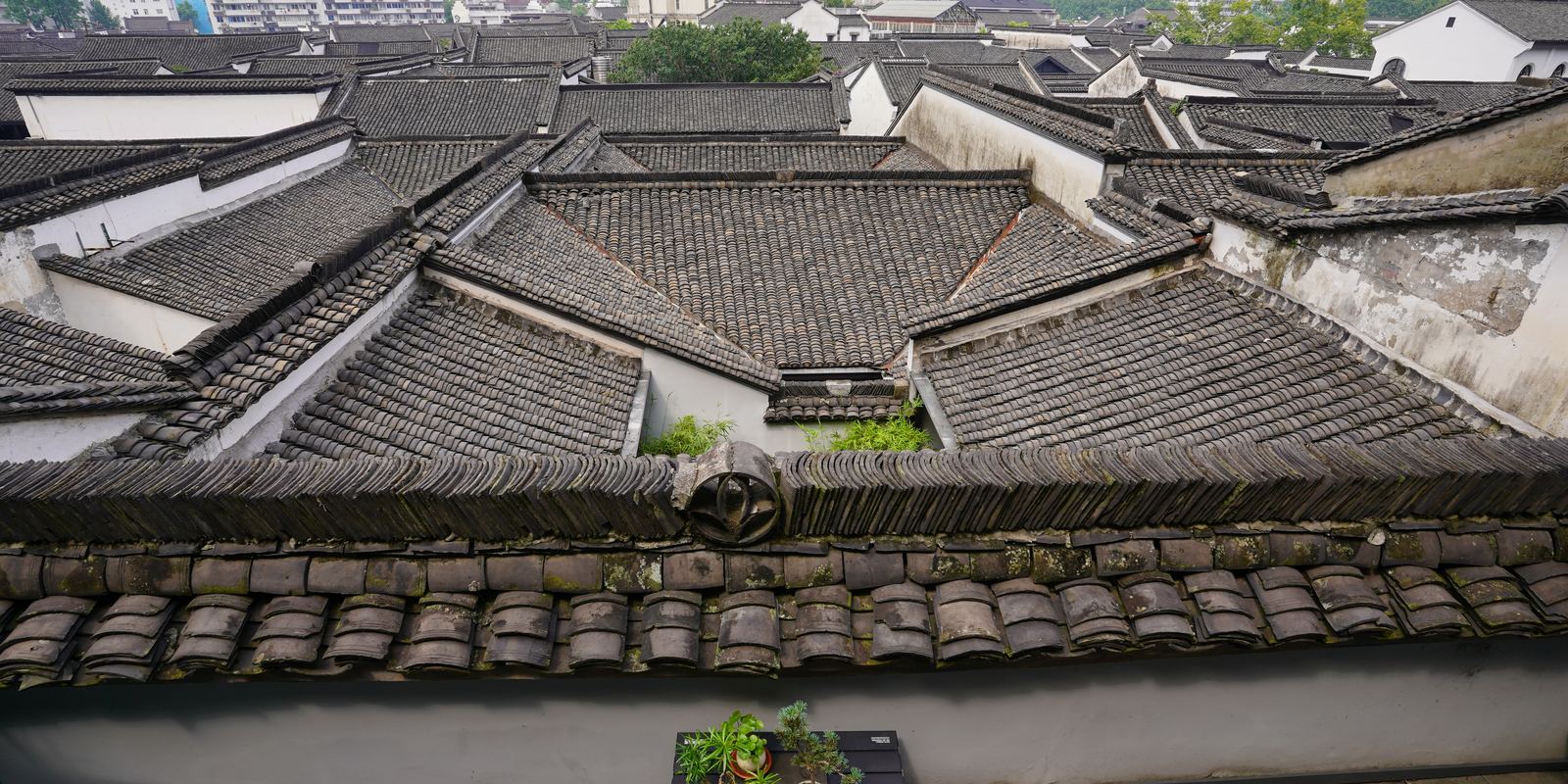 Tiled rooftops of the old houses around Qinghefang, Hangzhou