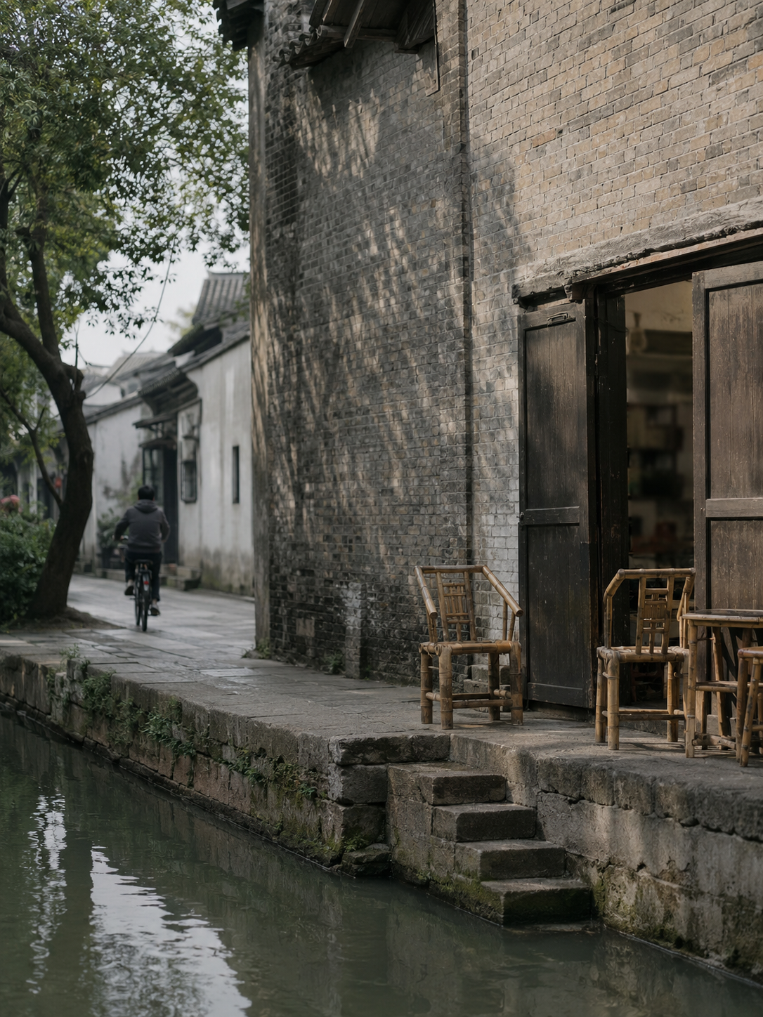 Old waterways and restored neighbourhoods along a quiet canal